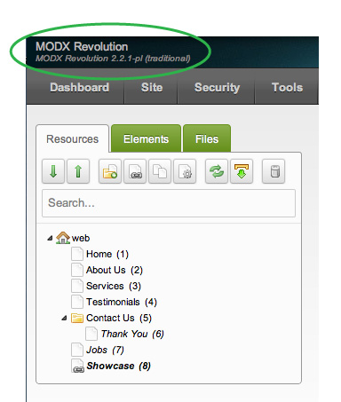 Example version of MODX Revolution